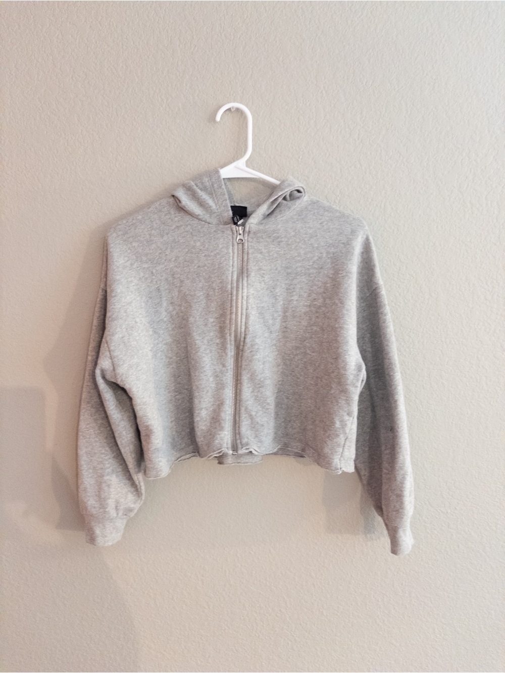 Kids Gray Cropped Zip Hoodie